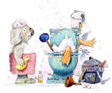 Duck Plumber.  Silly art for silly books.  A Jim Harris illustration specialty.